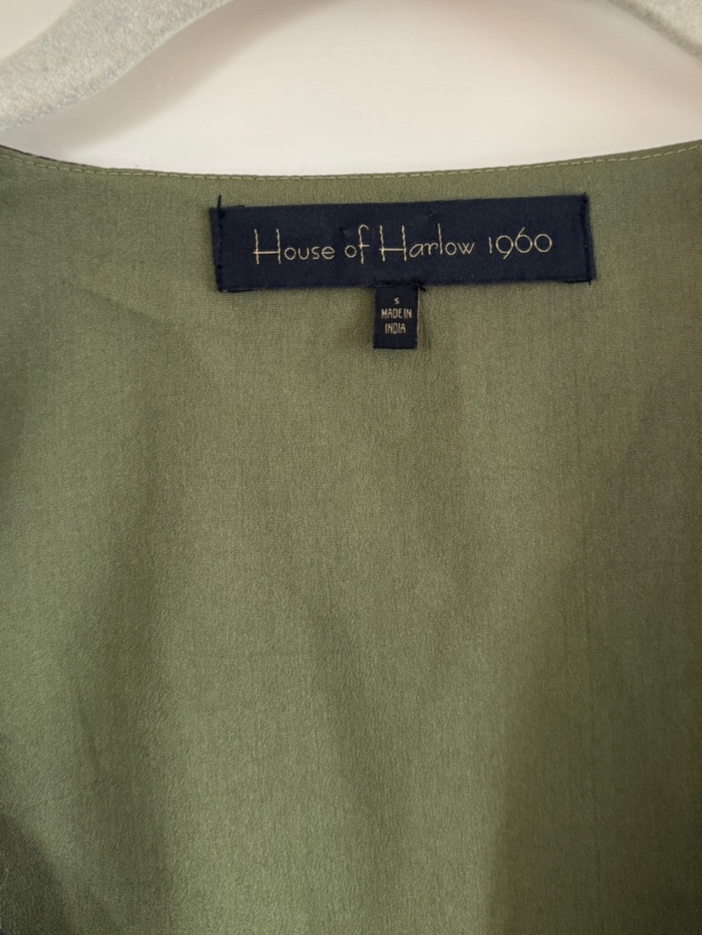 House of Harlow 1960 Olive & Charcoal Printed Wrap Dress - Picture 3 of 5